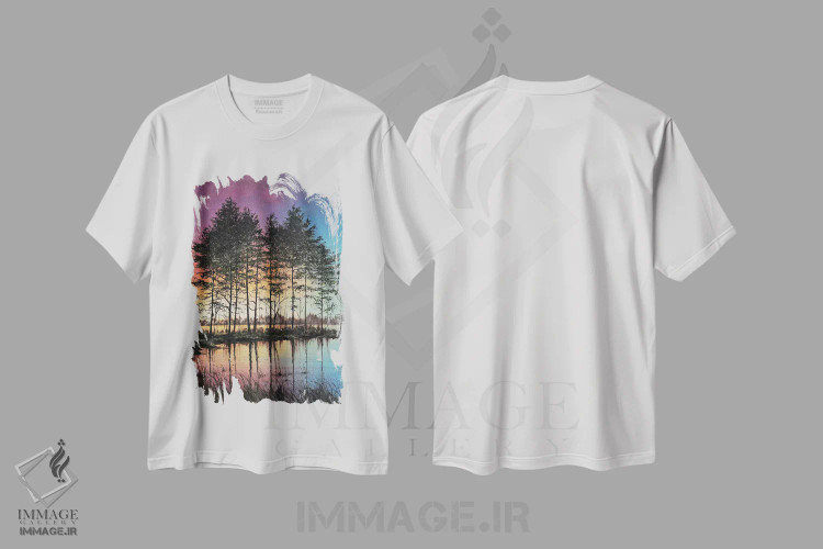 تیشرت سفید طرح دار آرامش مطلق، دکور کلبه و لژ اثر کالر بای فلیکز | immage.ir