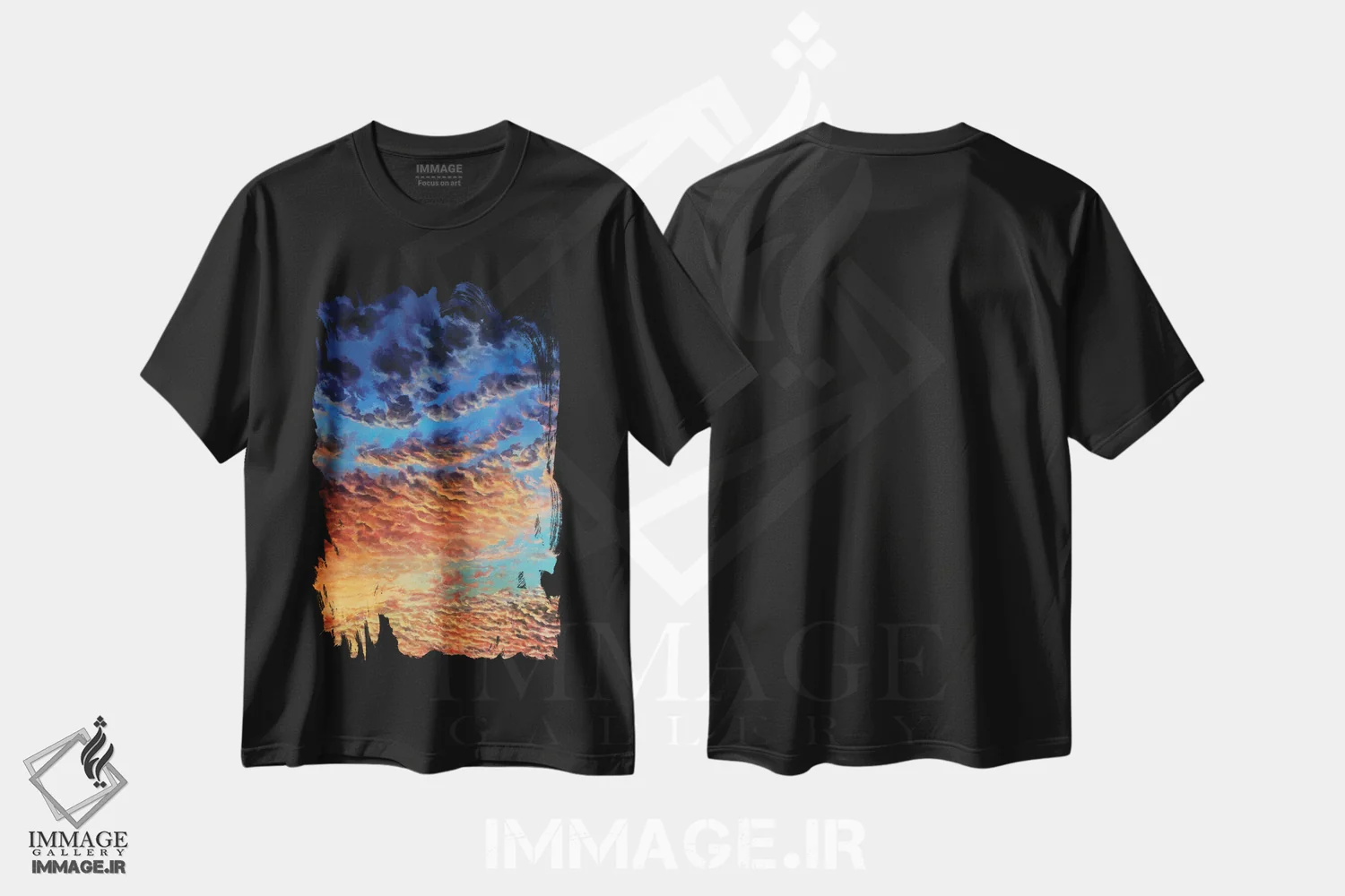 تیشرت مشکی طرح دار آتش آسمانی، مدیوم اثر کالر بای فلیکز | immage.ir