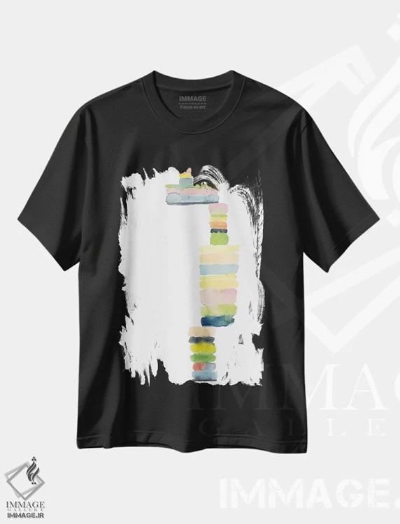 تیشرت مشکی طرح دار ردیف های رنگی اثر کلودیا بیانکی | immage.ir