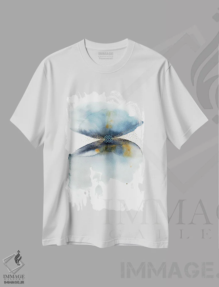 تیشرت سفید طرح دار نیروهای برخوردکننده، آبستره اثر کلودیا بیانکی | immage.ir