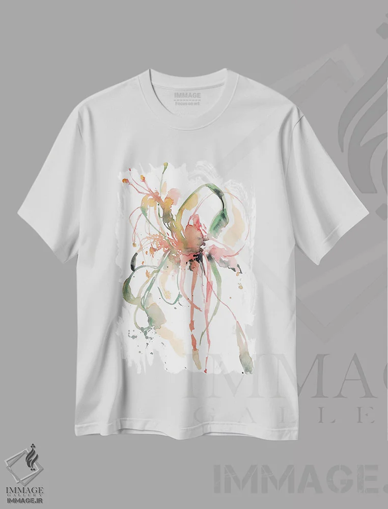 تیشرت سفید طرح دار ارکیده ها، آبستره اثر کلودیا بیانکی | immage.ir