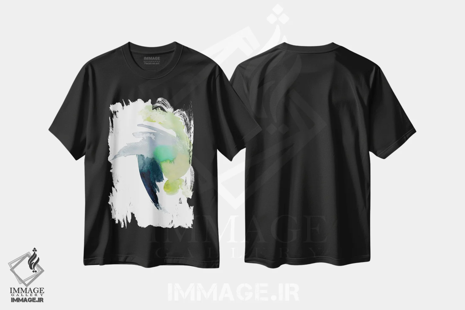 تیشرت مشکی طرح دار منظرهٔ انتزاعی ۳ اثر کلودیا بیانکی | immage.ir