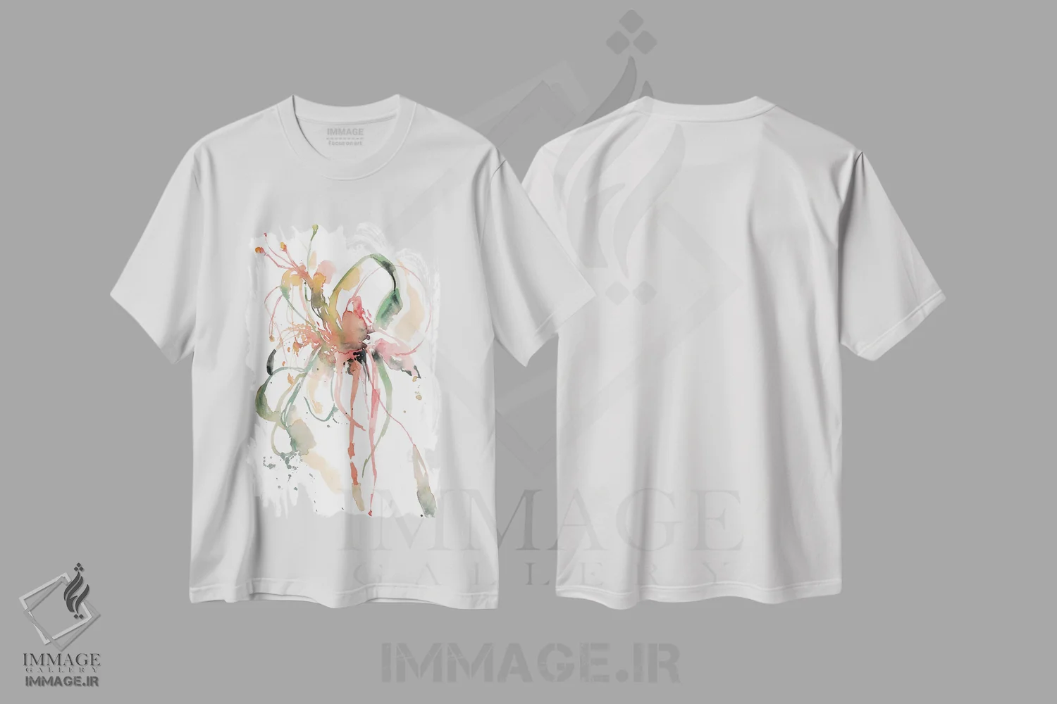 تیشرت سفید طرح دار ارکیده ها، آبستره اثر کلودیا بیانکی | immage.ir