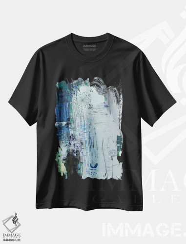 تیشرت مشکی طرح دار زمستان آبی اثر کلودیا بیانکی | فروشگاه ایماژ