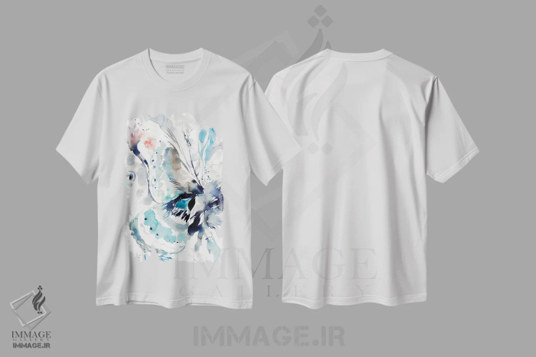 تیشرت سفید طرح دار بال، آبستره اثر کلودیا بیانکی | فروشگاه ایماژ
