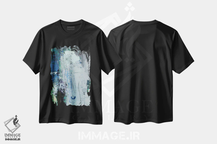 تیشرت مشکی طرح دار زمستان آبی اثر کلودیا بیانکی | فروشگاه ایماژ