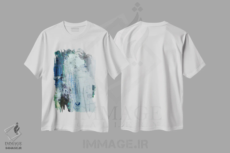 تیشرت سفید طرح دار زمستان آبی اثر کلودیا بیانکی | immage.ir
