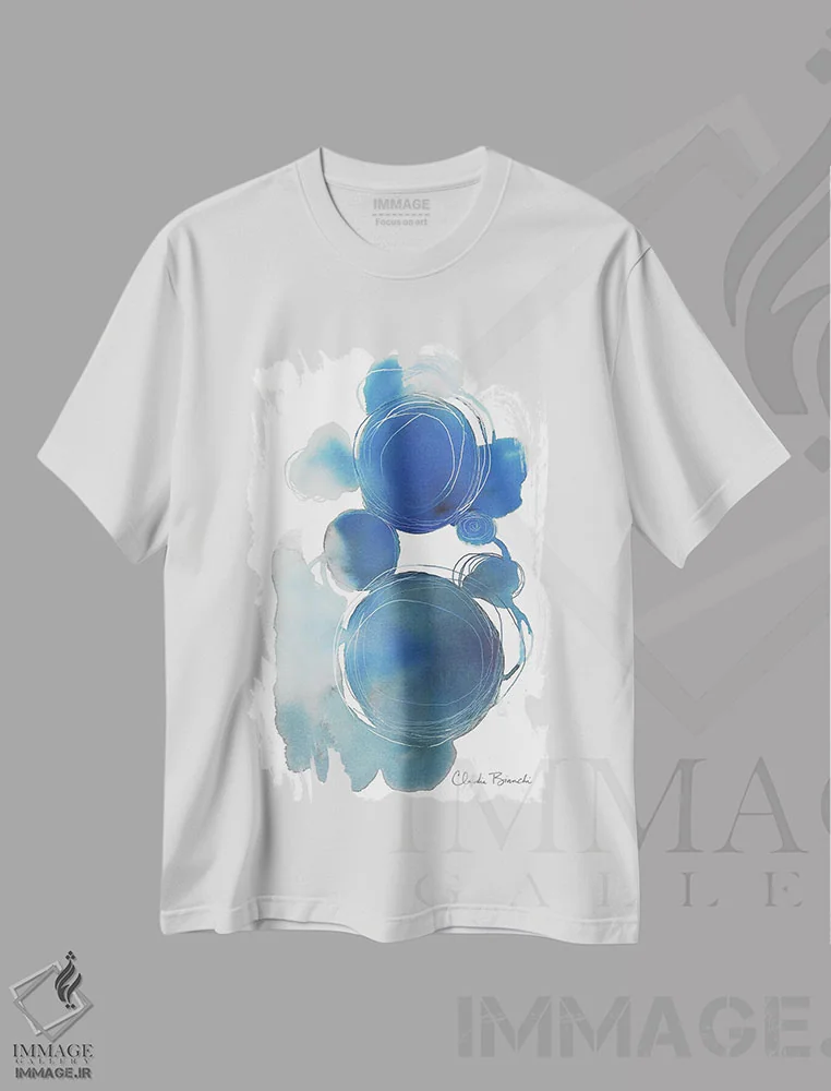 تیشرت سفید طرح دار کاسموس اثر کلودیا بیانکی | فروشگاه ایماژ