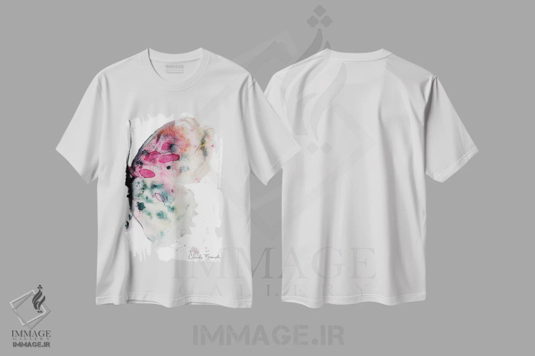 تیشرت سفید طرح دار نیمهٔ پروانه، مدیوم اثر کلودیا بیانکی | immage.ir