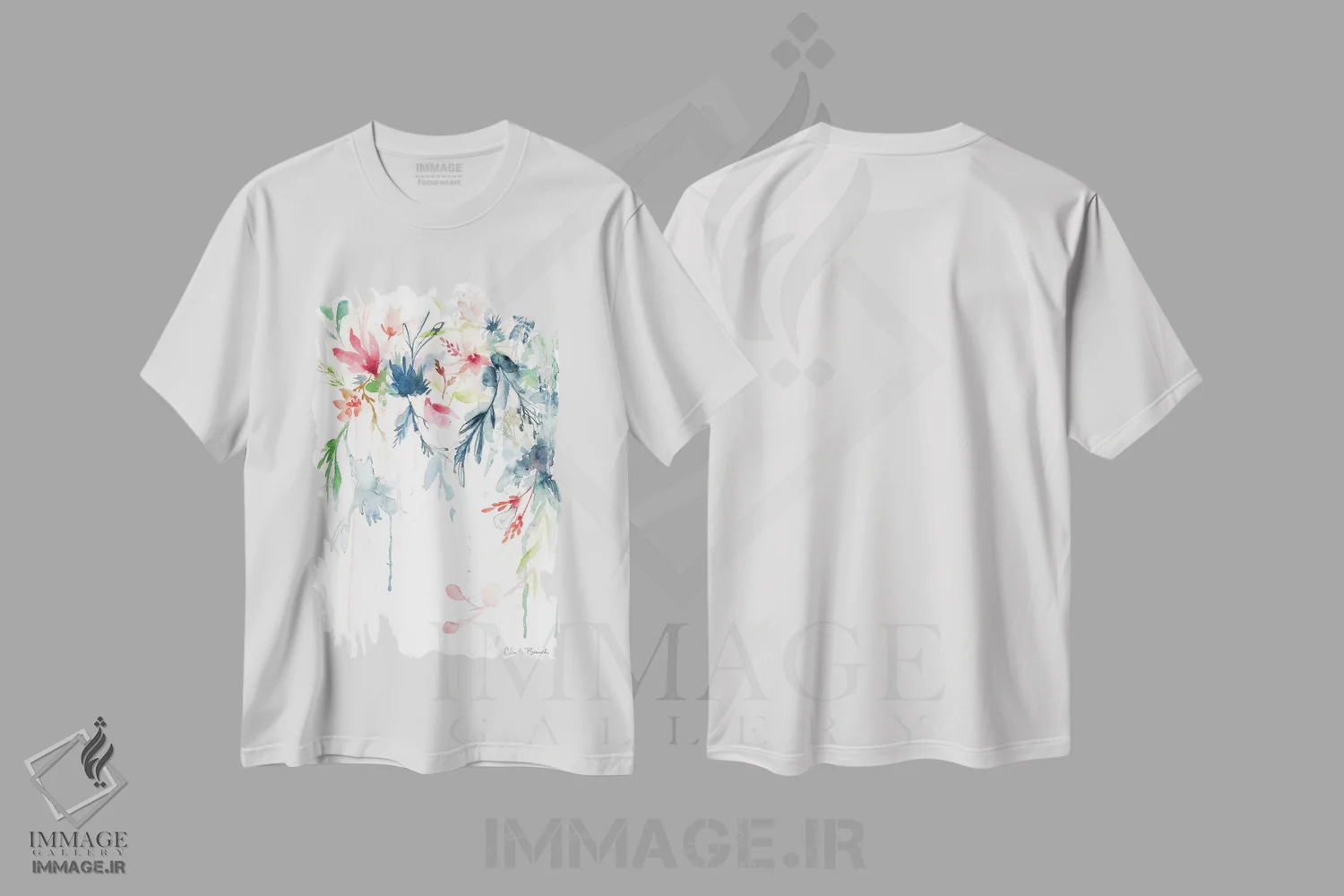 تیشرت سفید طرح دار فلوری، مدیوم اثر کلودیا بیانکی | فروشگاه ایماژ