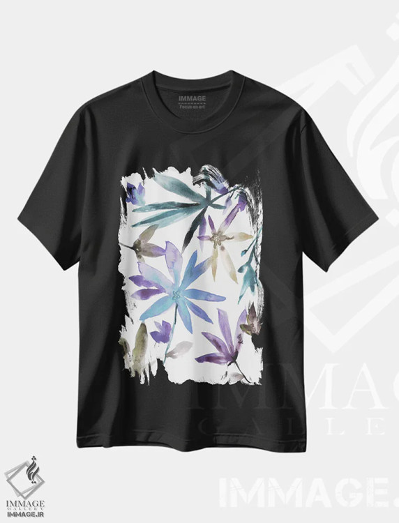 تیشرت مشکی طرح دار افراهای چندگانه ۱، مدیوم اثر کلودیا بیانکی | فروشگاه ایماژ