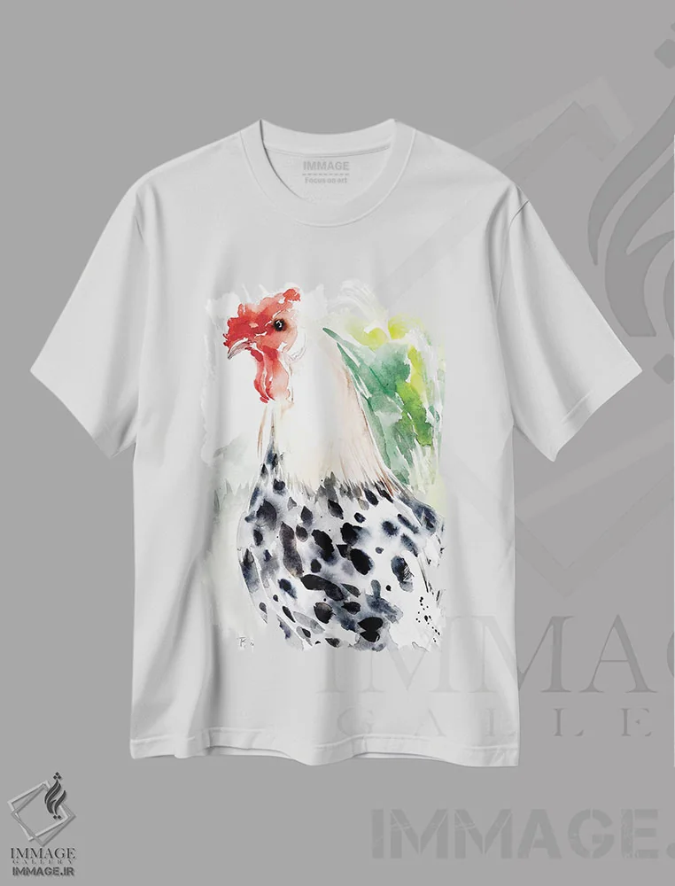 تیشرت سفید طرح دار همبورگ خال خالی نقره ای، دکور روستایی اثر کلودیا بیانکی | فروشگاه ایماژ