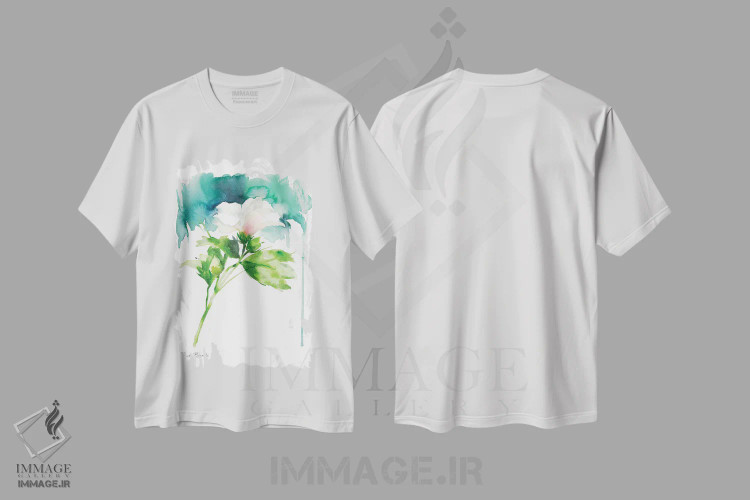 تیشرت سفید طرح دار تنها گل شَرُن، آبستره اثر کلودیا بیانکی | immage.ir