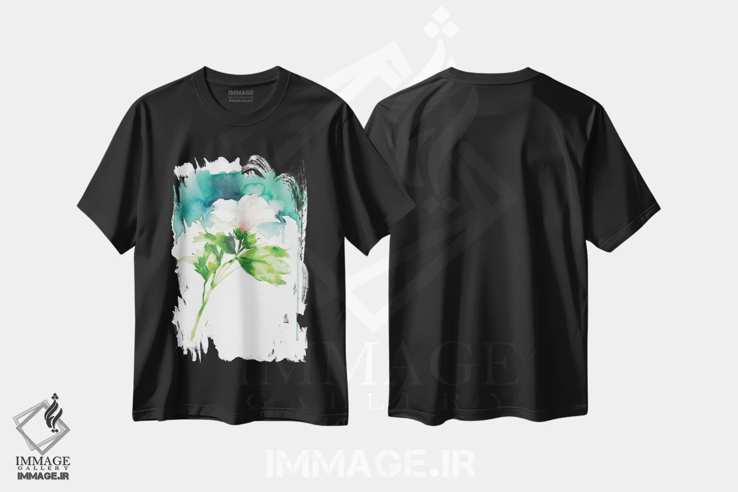 تیشرت مشکی طرح دار تنها گل شَرُن، آبستره اثر کلودیا بیانکی | فروشگاه ایماژ