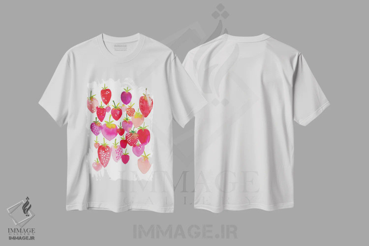 تیشرت سفید طرح دار مزارع توت فرنگی، مدیوم اثر کلودیا بیانکی | فروشگاه ایماژ