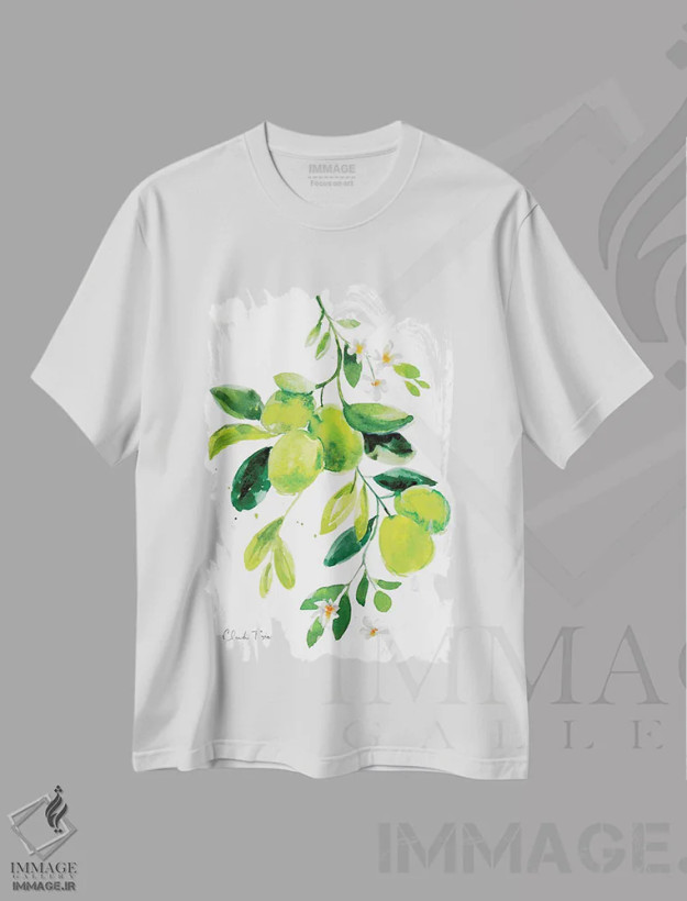 تیشرت سفید طرح دار لیموترش ها، تزئینی اثر کلودیا بیانکی | فروشگاه ایماژ