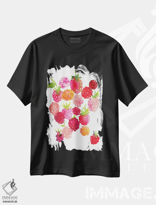 تیشرت مشکی طرح دار تمشک ها، تزئینی اثر کلودیا بیانکی | فروشگاه ایماژ