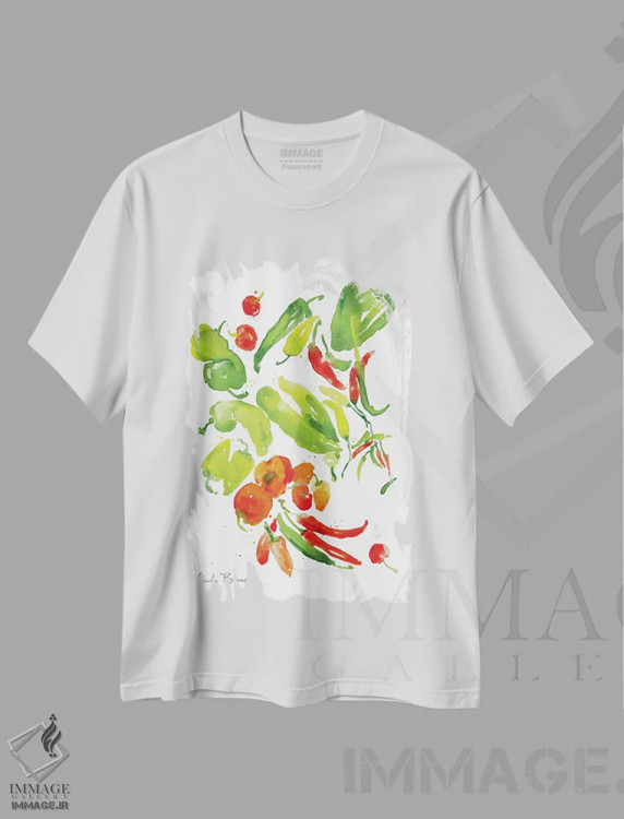 تیشرت سفید طرح دار باغچهٔ سالسا، تزئینی اثر کلودیا بیانکی | فروشگاه ایماژ