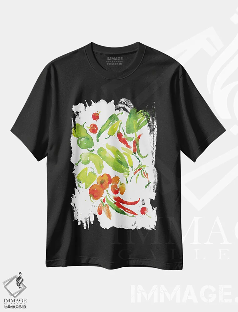 تیشرت مشکی طرح دار باغچهٔ سالسا، تزئینی اثر کلودیا بیانکی | immage.ir