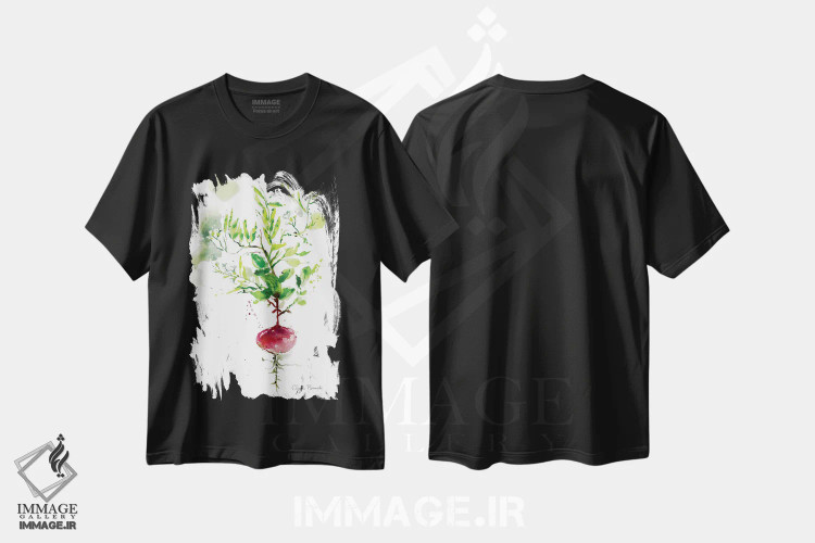 تیشرت مشکی طرح دار تنها تربچه، تزئینی اثر کلودیا بیانکی | فروشگاه ایماژ