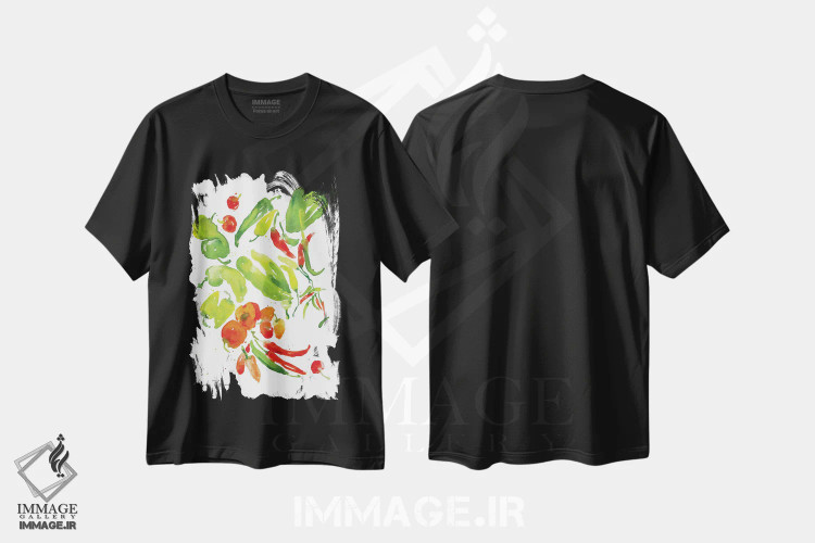 تیشرت مشکی طرح دار باغچهٔ سالسا، تزئینی اثر کلودیا بیانکی | immage.ir