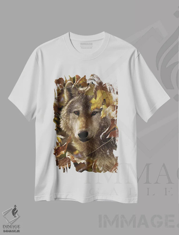 تیشرت سفید طرح دار گرگ، هنر فاخر معاصر اثر کالین بوگل | فروشگاه ایماژ
