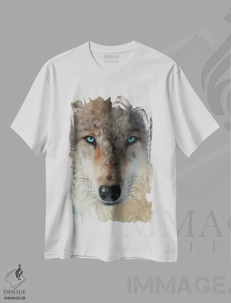 تیشرت سفید طرح دار دستهٔ گرگ های درونی، تزئینی اثر کالین بوگل | فروشگاه ایماژ