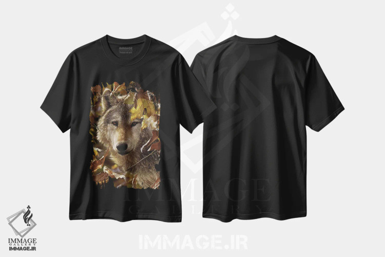 تیشرت مشکی طرح دار گرگ، هنر فاخر معاصر اثر کالین بوگل | immage.ir