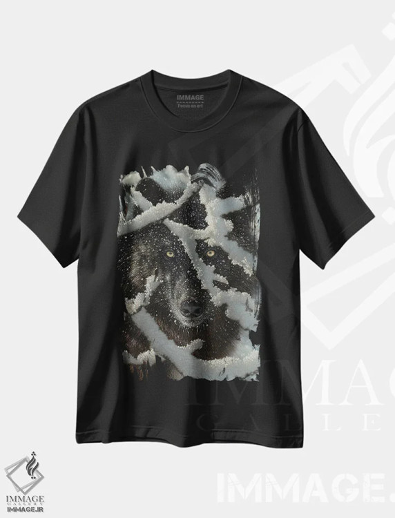 تیشرت مشکی طرح دار گرگ سیاه زمستان، مدیوم اثر کالین بوگل | immage.ir