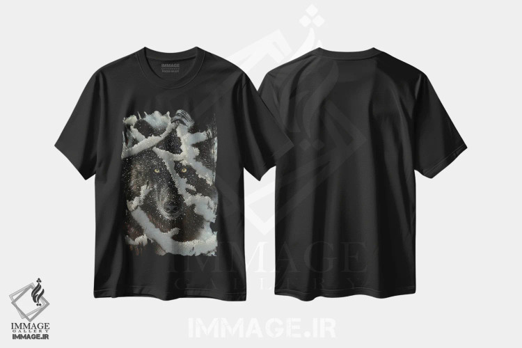 تیشرت مشکی طرح دار گرگ سیاه زمستان، مدیوم اثر کالین بوگل | immage.ir