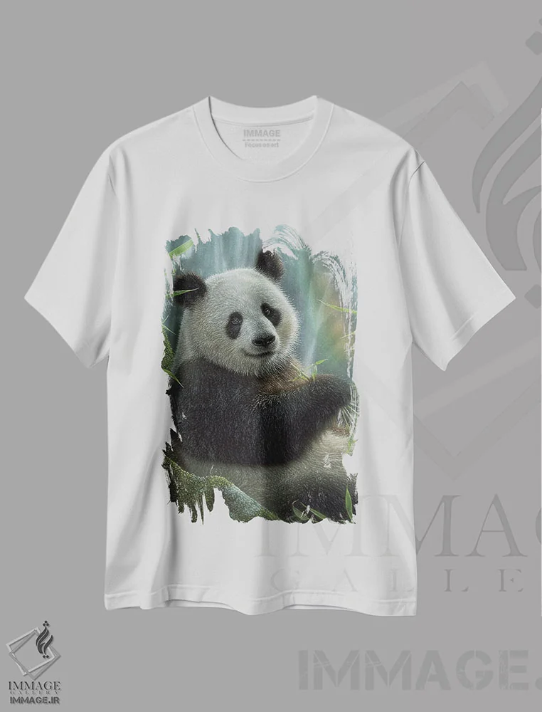 تیشرت سفید طرح دار بهشت پاندا، دکور آسیایی اثر کالین بوگل | immage.ir