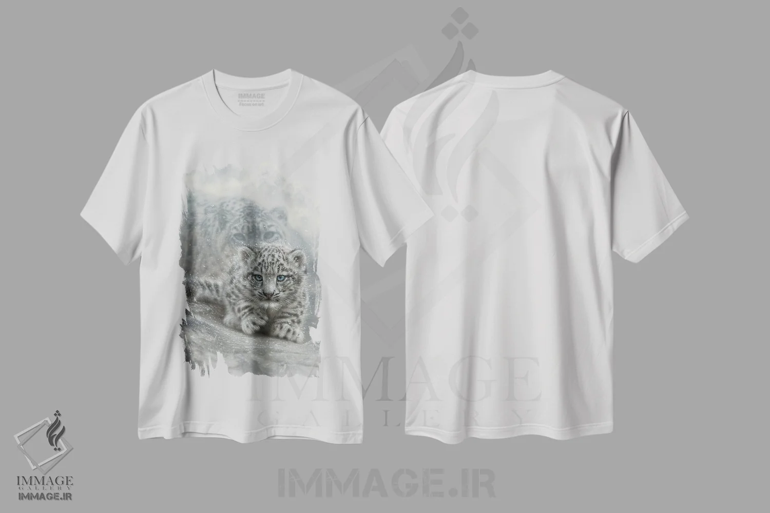 تیشرت سفید طرح دار اولین قدم ها، هنر فاخر معاصر اثر کالین بوگل | فروشگاه ایماژ