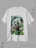 تیشرت سفید طرح دار پاندای گرمسیری، هنر فاخر معاصر اثر کالین بوگل | immage.ir