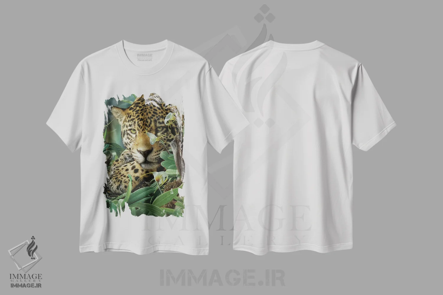تیشرت سفید طرح دار پناهگاه جگوار، هنر فاخر معاصر اثر کالین بوگل | فروشگاه ایماژ