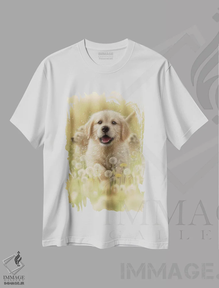 تیشرت سفید طرح دار قاصدک ها اثر کالین بوگل | immage.ir