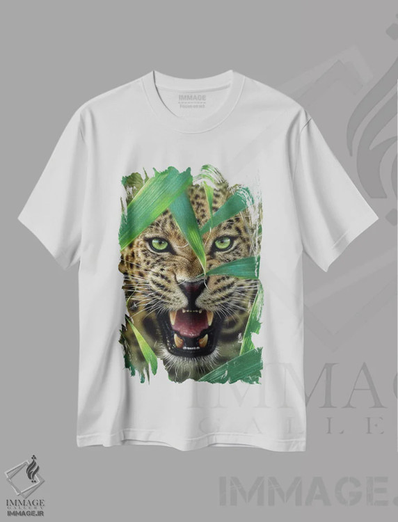 تیشرت سفید طرح دار کمین جگوار، هنر فاخر معاصر اثر کالین بوگل | فروشگاه ایماژ