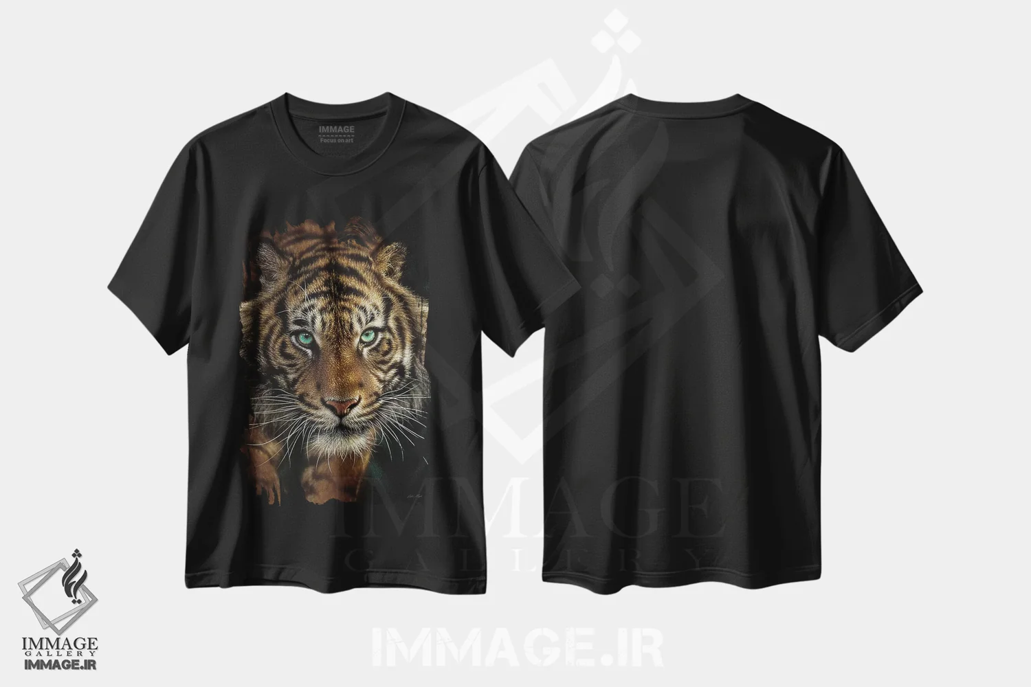 تیشرت مشکی طرح دار چشم ببر، هنر فاخر معاصر اثر کالین بوگل | فروشگاه ایماژ