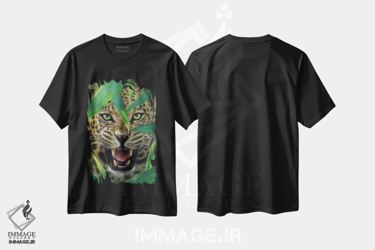 تیشرت مشکی طرح دار کمین جگوار، هنر فاخر معاصر اثر کالین بوگل | immage.ir