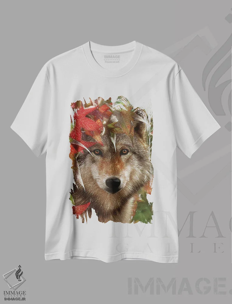 تیشرت سفید طرح دار روبرو شدن پاییزی، هنر فاخر معاصر اثر کالین بوگل | فروشگاه ایماژ