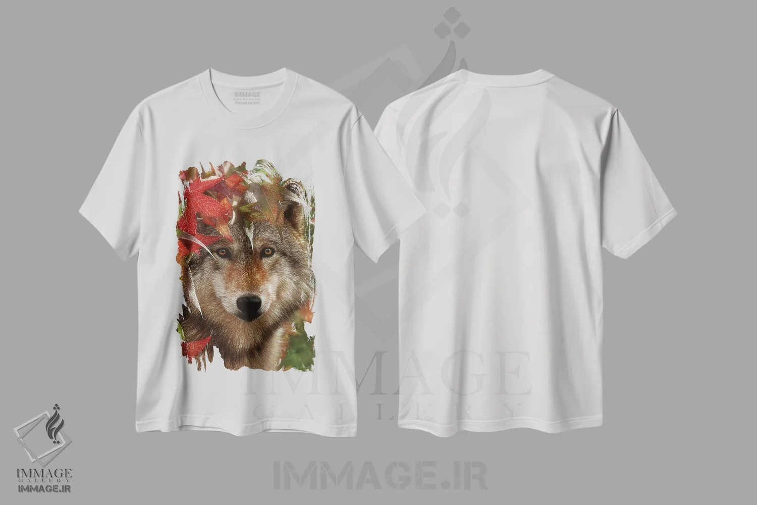 تیشرت سفید طرح دار روبرو شدن پاییزی، هنر فاخر معاصر اثر کالین بوگل | فروشگاه ایماژ