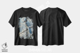 تیشرت مشکی طرح دار جای آبی روی حصار، هنر فاخر معاصر اثر کالین بوگل | فروشگاه ایماژ