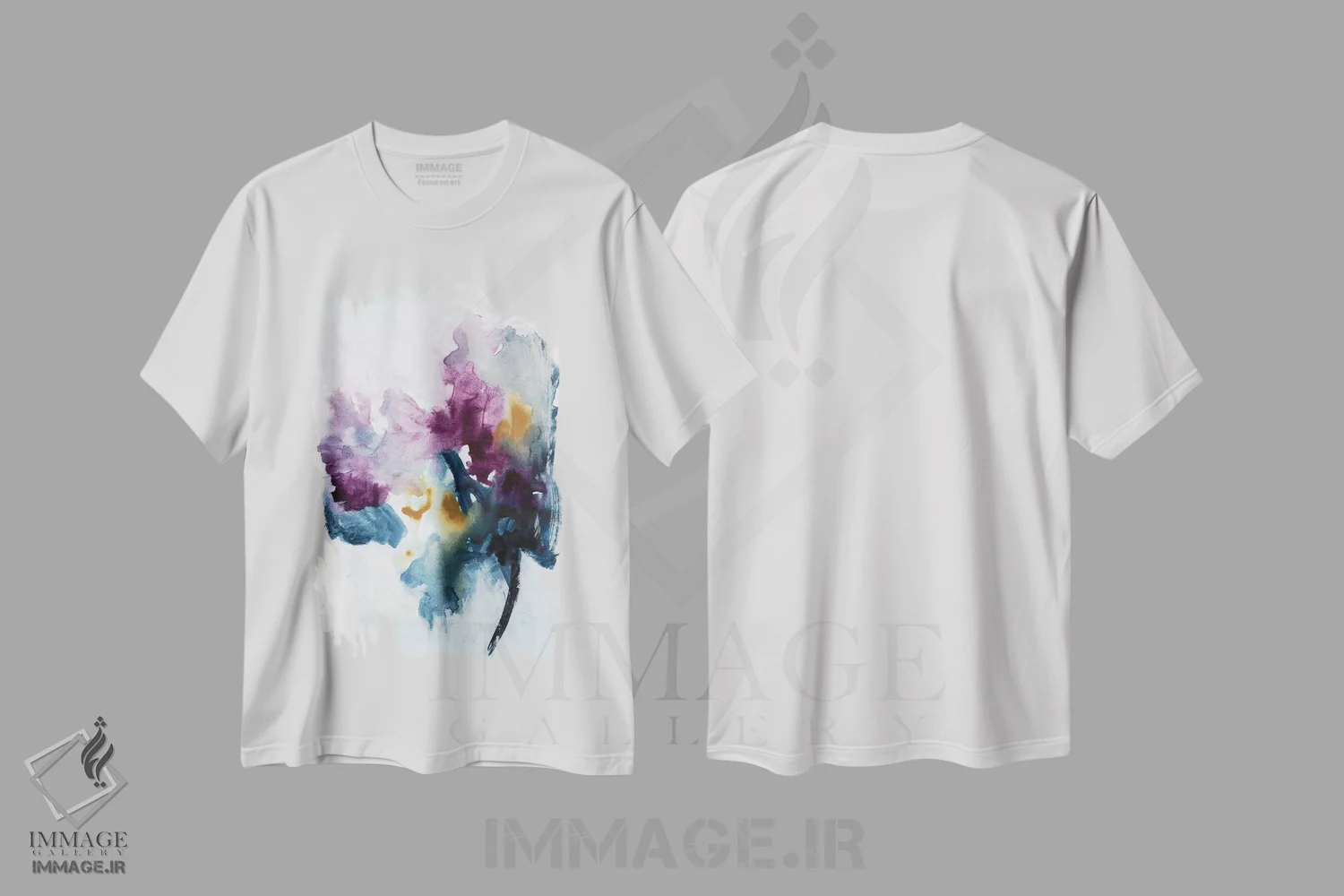 تیشرت سفید طرح دار دسته گل دوم، آبستره اثر جویس کومبز | فروشگاه ایماژ