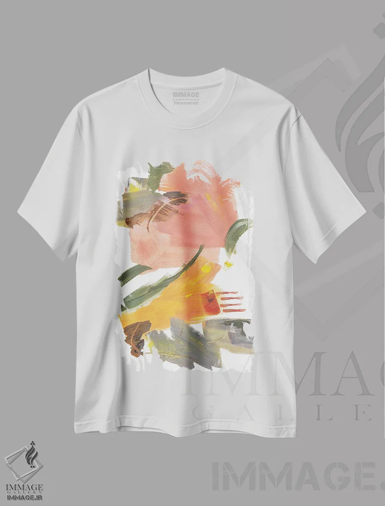 تیشرت سفید طرح دار شکست قالب اول اثر جویس کومبز | immage.ir