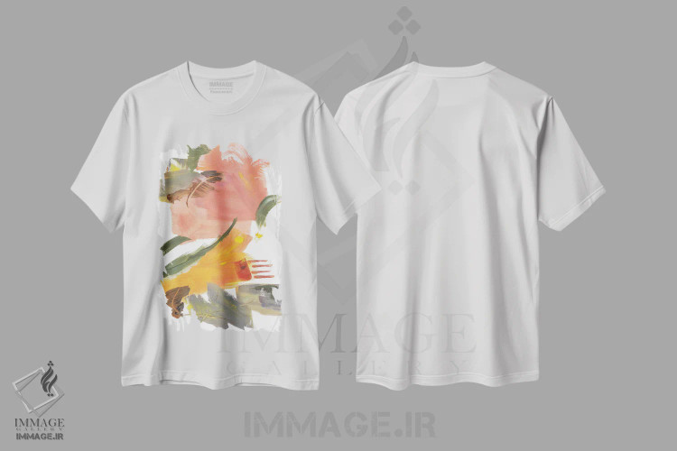 تیشرت سفید طرح دار شکست قالب اول اثر جویس کومبز | immage.ir