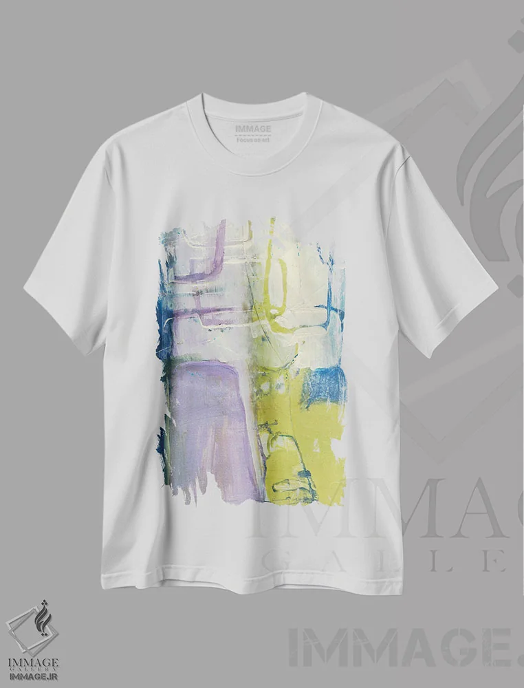 تیشرت سفید طرح دار رویاهای افسون شده چهارم، آبستره اثر جویس کومبز | immage.ir