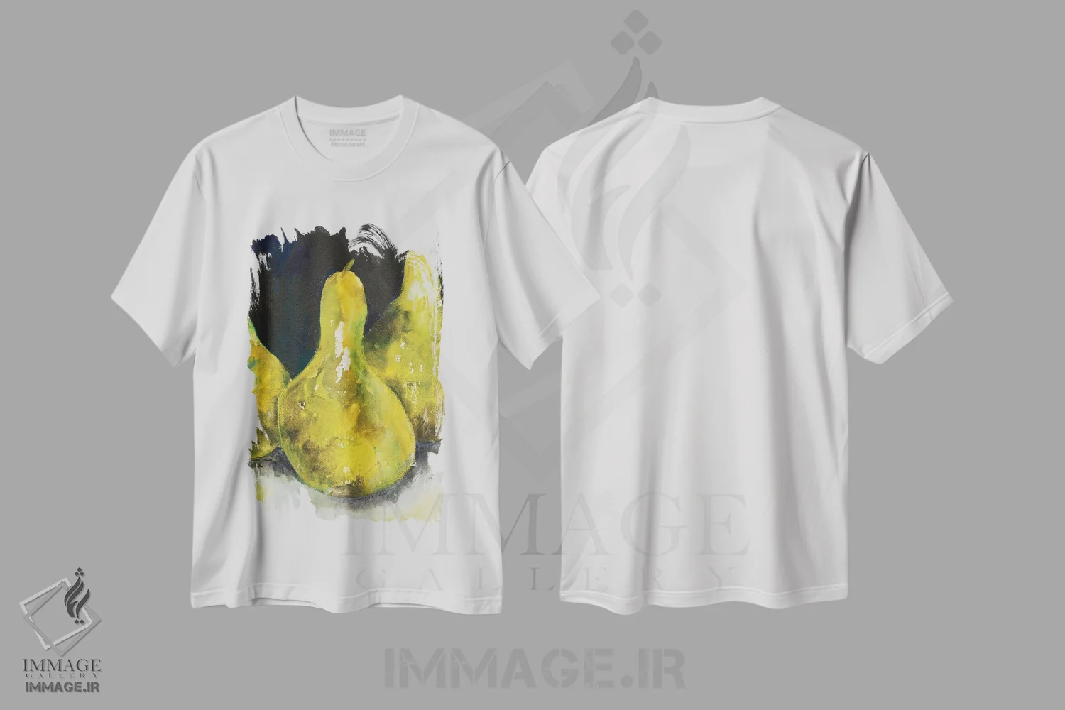 تیشرت سفید طرح دار با هم گلابی دوم، آبستره اثر جویس کومبز | immage.ir