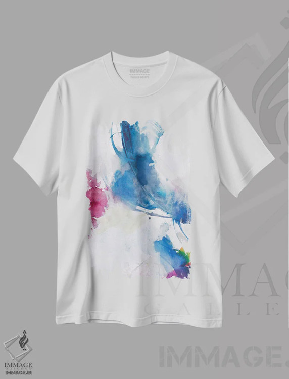 تیشرت سفید طرح دار قدم زدن آرام اول اثر جویس کومبز | immage.ir