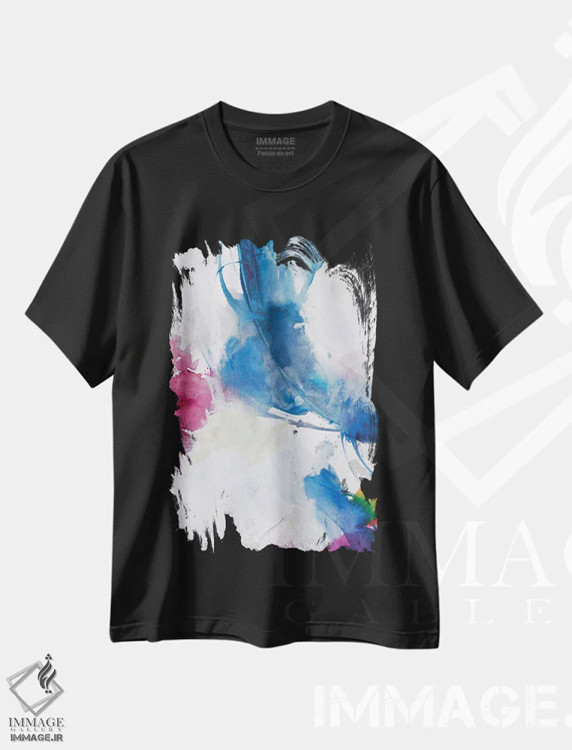 تیشرت مشکی طرح دار قدم زدن آرام اول اثر جویس کومبز | فروشگاه ایماژ