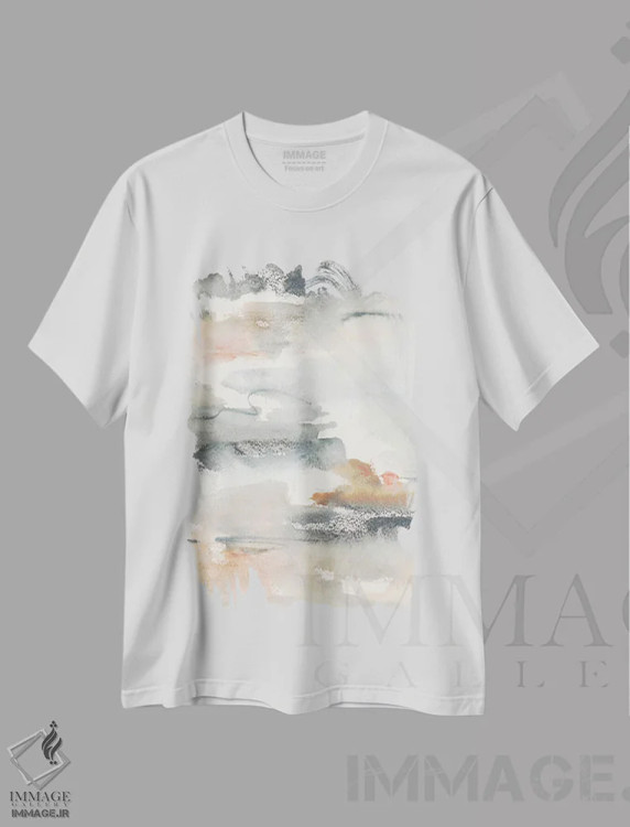 تیشرت سفید طرح دار تصاویر نیلوفر آبی اول اثر جویس کومبز | فروشگاه ایماژ