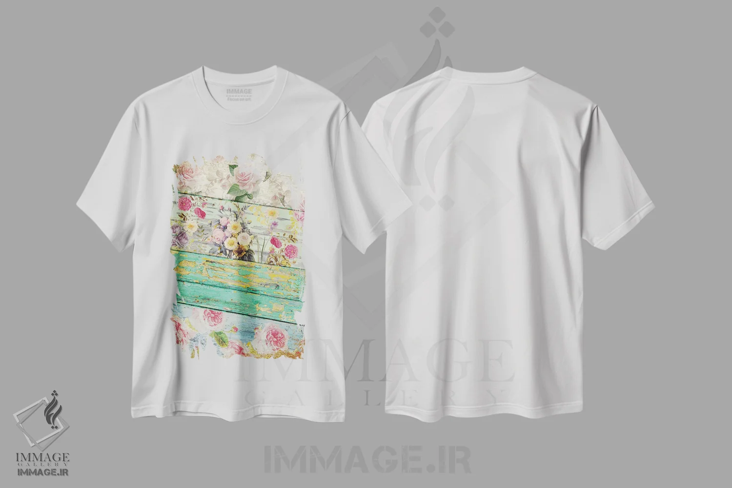 تیشرت سفید طرح دار ویلا رُزا، تزئینی اثر ساشا | فروشگاه ایماژ